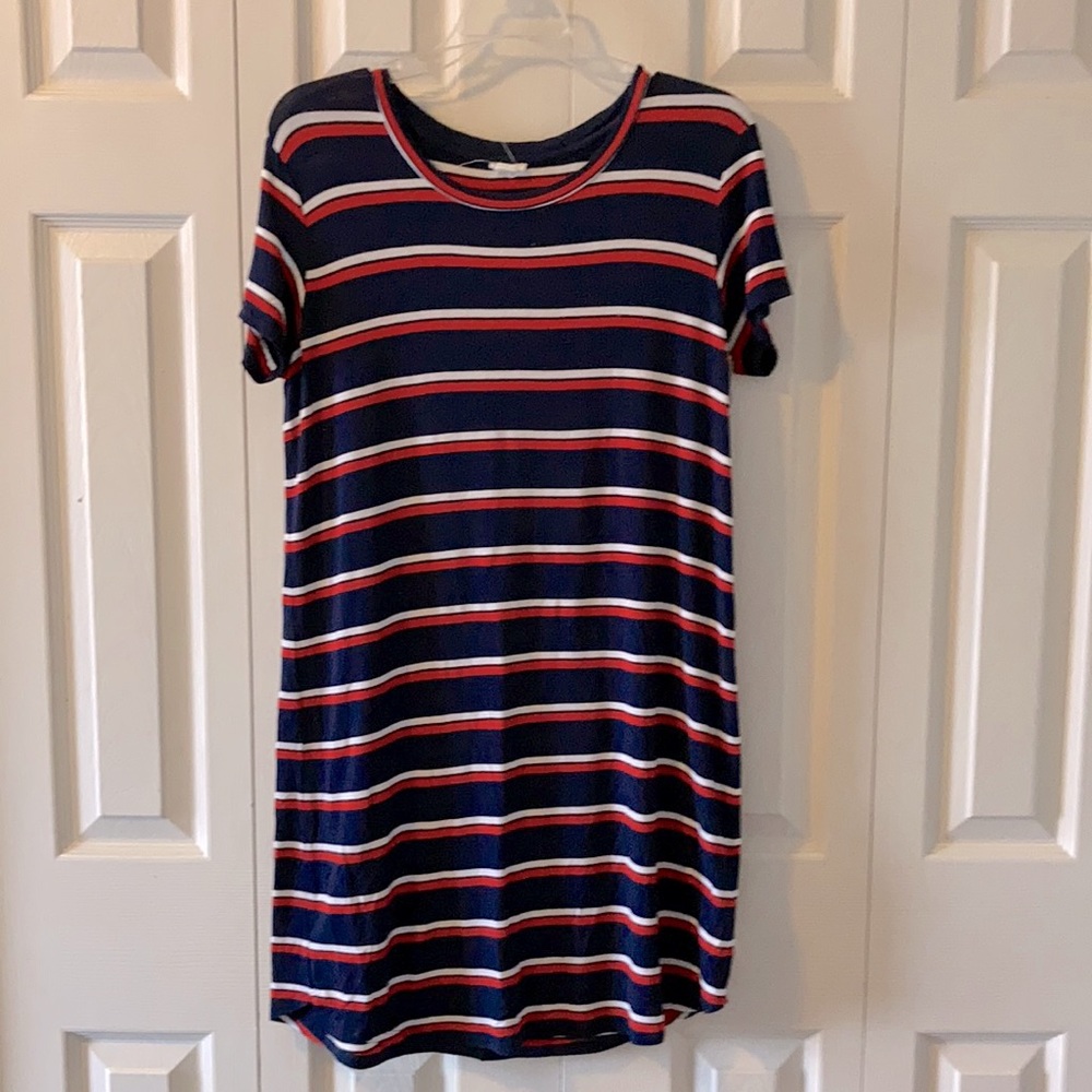 “Garage” Navy, Red and White Striped Dress- Size M
